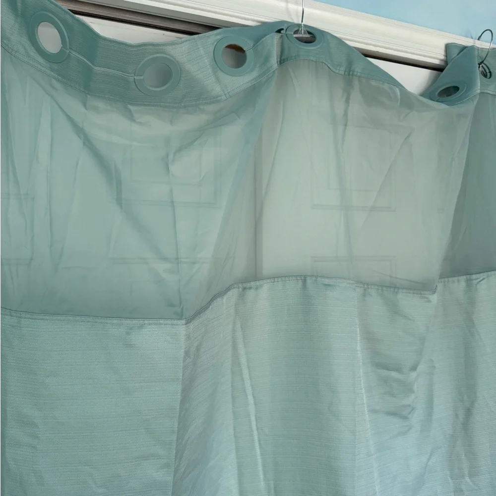 No Hooks Needed Linen Textured Shower Curtain Snap-in Fabric Liner Set 72”w x74L
